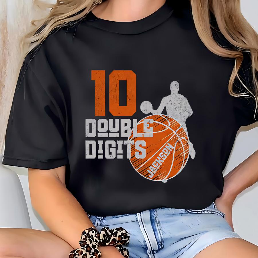 Kids Custom 10th Birthday Basketball Shirt, 10th Birthday Basketball Shirt, 10th Birthday Gift, Double Digits Birthday Shirt, Tenth Birthday T-shirt