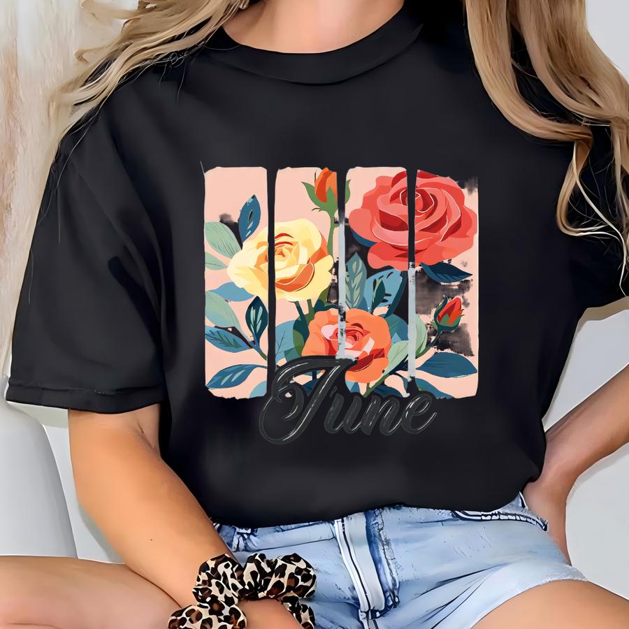 Birth Flower Shirt, Custom Birth Month Tee, Personalized Gift For Mom, Birthday Gift, Personalized Mother's Day Gift, Flower Design T-shirt