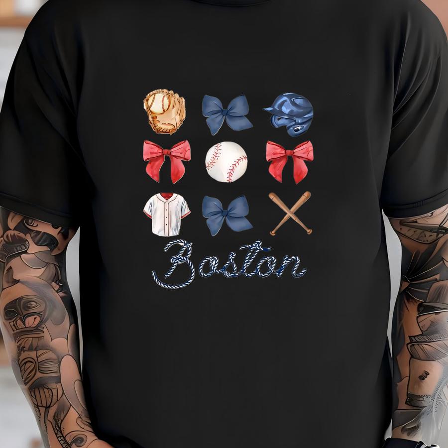 Boston Baseball Youth Shirt, Boston Baseball Bow, Coquette Baseball, Kids Boston Baseball Shirt, Kids Game Day Shirt, Boston Baseball T-shirt