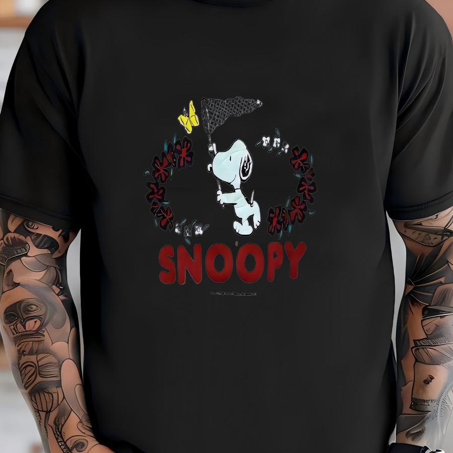 Vintage Peanuts Catching Butterfly Crewneck Sweatshirt Size M T-shirt