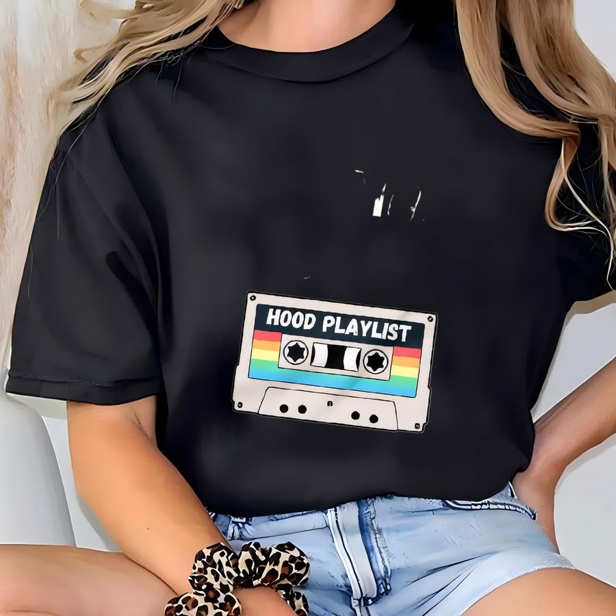 Good Mom With A Hood Playlist White Writing Adult Hoodie T-shirt