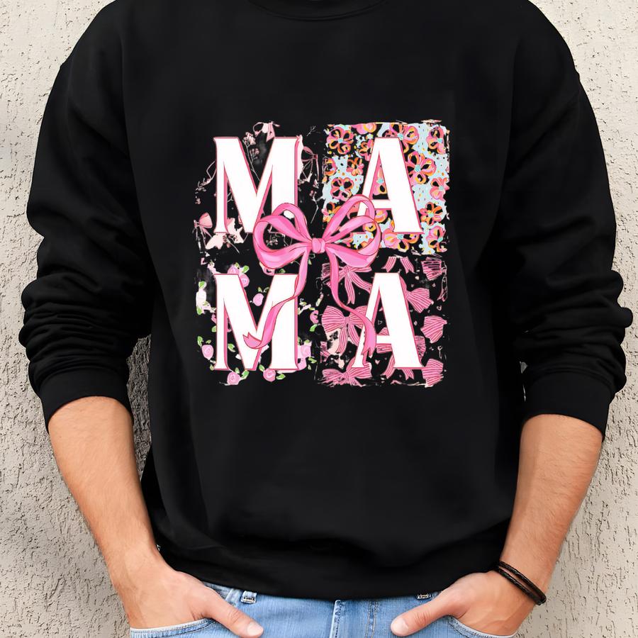 Cute Mama T-shirts, Retro Mama Sweatshirts, Retro Mom Shirts, Pink Ribbon Mama Tees, Pregnancy Mothers Day Shirts, Retro New Mom Shirts Sweatshirt