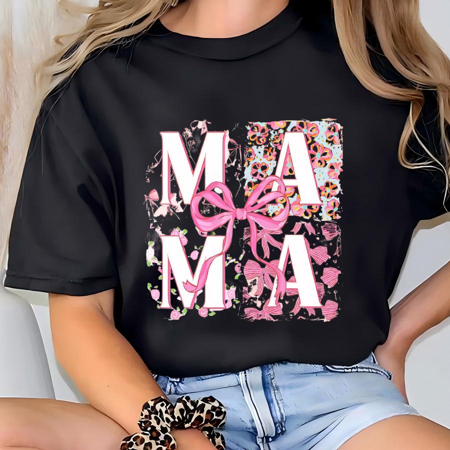 Cute Mama Hoodies, Retro Mama Sweatshirts, Retro Mom Shirts, Pink Ribbon Mama Tees, Pregnancy Mothers Day Shirts, Retro New Mom Shirts T-shirt