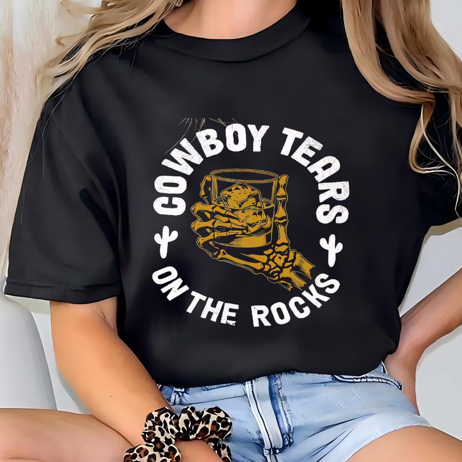 Cowboy Tears Whiskey Hoodie: Western Graphic Tee T-shirt
