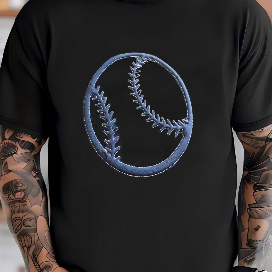 Baseball Embossed Puff Y Design - Sport Design - Embossed Outline - Sports Y - Embossed Machine Y Design - Large T-shirt