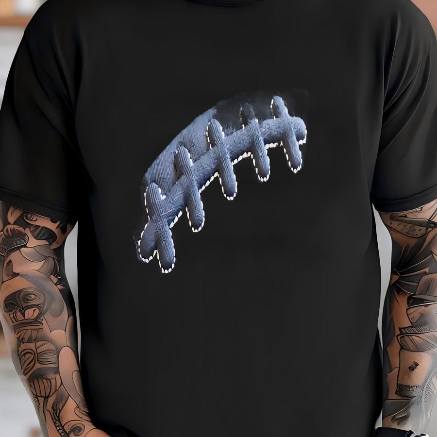 Football Embossed Puff Y Design - Sport Design - Embossed Outline - Football Y - Embossed Machine Y Design -large T-shirt
