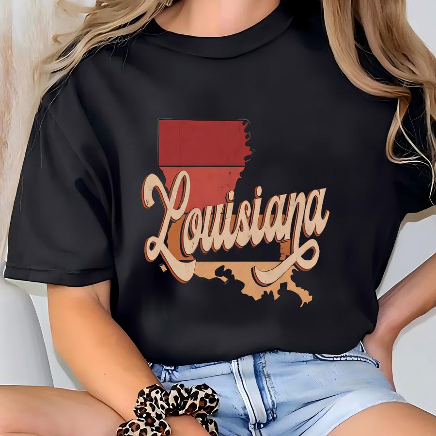 Vintage Louisiana Hoodie: Retro State Souvenir Tee T-shirt