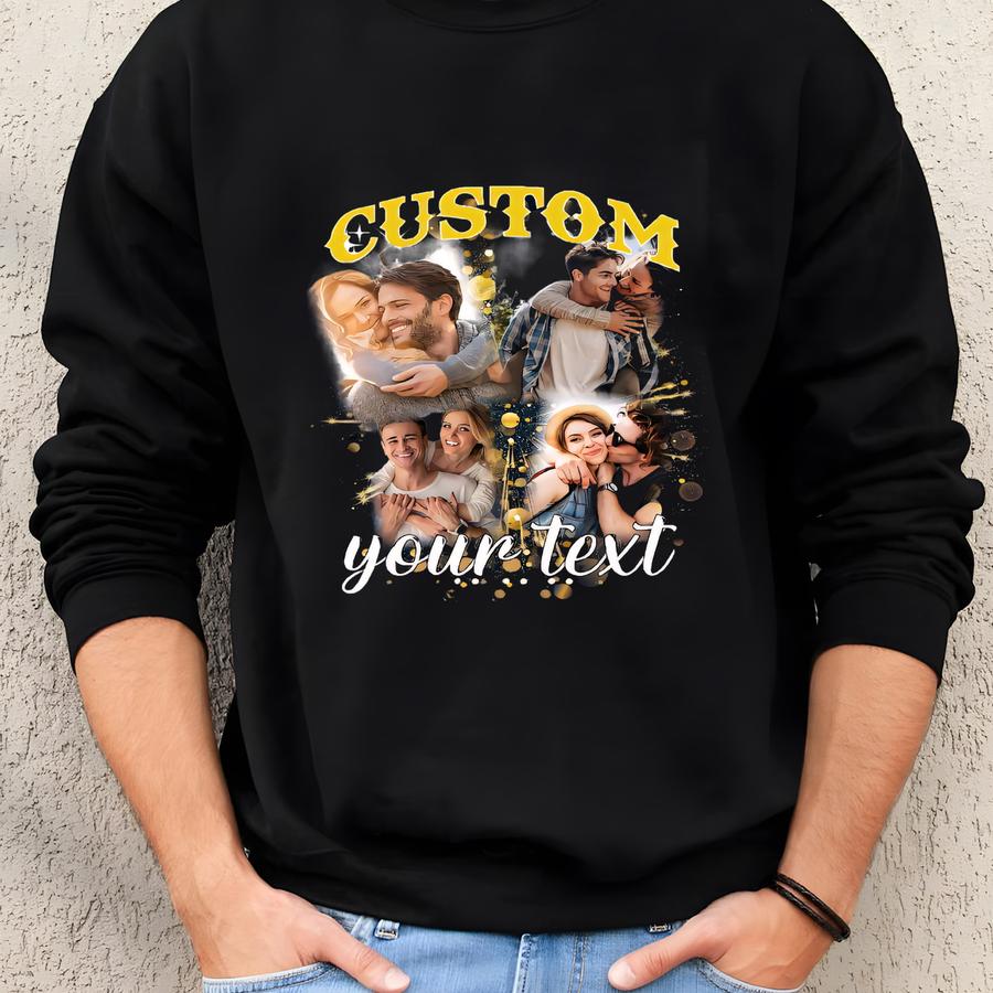Custom Graphic Photo Top Tank Racerback And Crop Tank, Family Bootleg Graphic, Personalize Bootleg Custom Shirt, Custom Your Photos, Sfs954 Sweatshirt