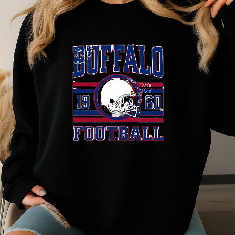 Buffalo Football Sweatshirt, Unisex Game Day Shirts, Buffalo Fan Crewneck, Football Sports Gear, Gifts For Her, Woman Tailgate Sweater Sweatshirt