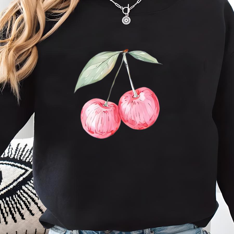 Cherry Shirt, Cherry Coquette Baby Tee, Y2k Aesthetic Shirt, Cute Cottagecore Fruit T Shirt, Summer Crop Top, Girly Cherries Lover Gift Sweatshirt