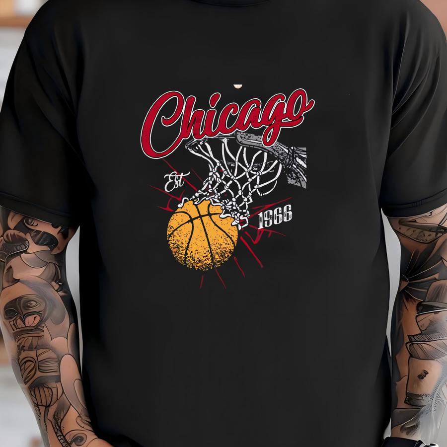Chicago Basketball Vintage Est 1966 Shirt, Basketball Retro 90s Hoodie, Game Day Shirt, Gift For Mom, Fathers Day Gift T-shirt