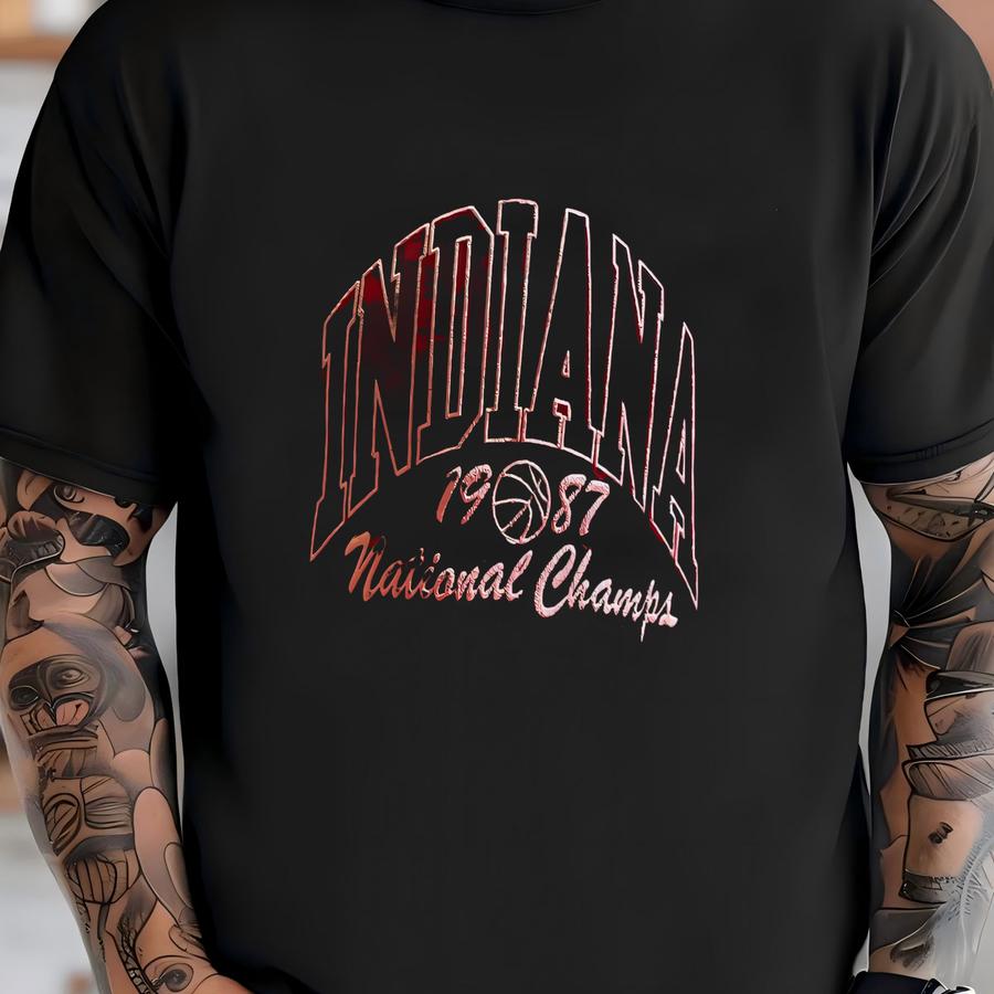 Vintage A University Ncaa 1987 National Champs Hat Cap Bobby Knight Iu Hoosiers Basketball T-shirt