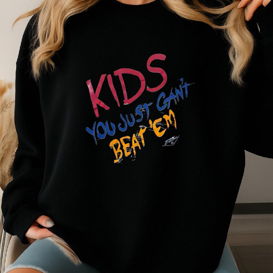 Vintage 1990s Distressed Burnout Funny Kids You Can’t Beat Em T-shirt Size Medium Sweatshirt