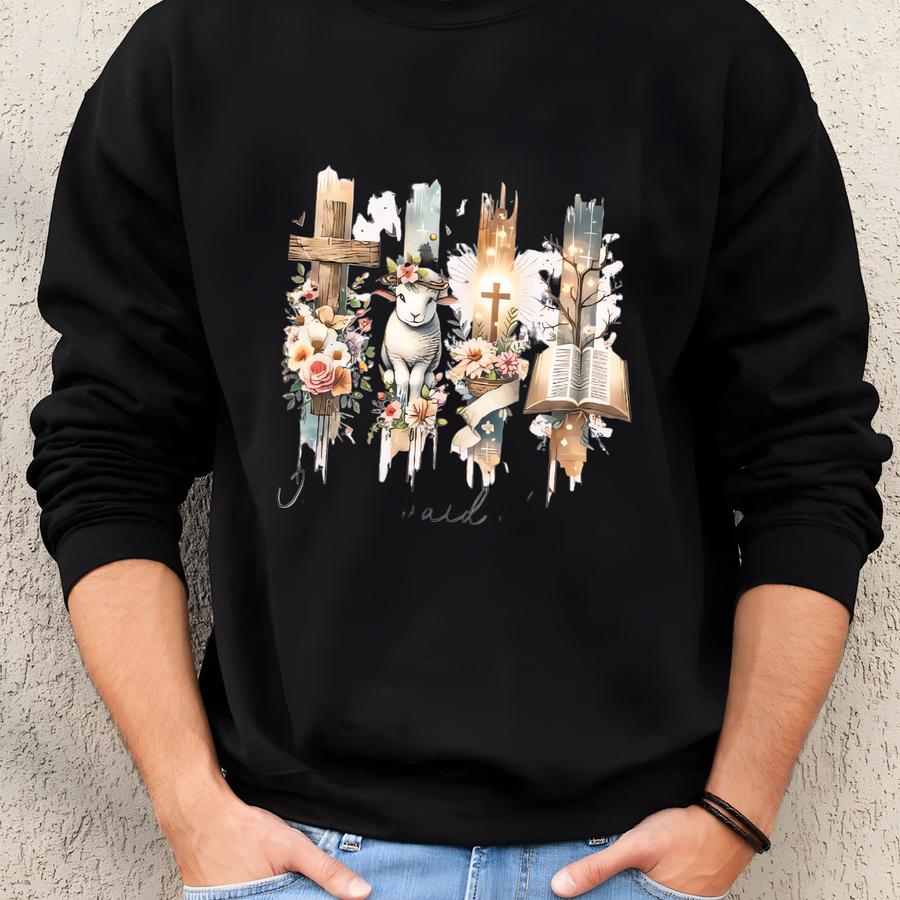 Christian Shirt For Women, Cute Faith T-shirt, Inspirational Gift, Religious Apparel, Christian Wear Easter Tee Sweatshirt