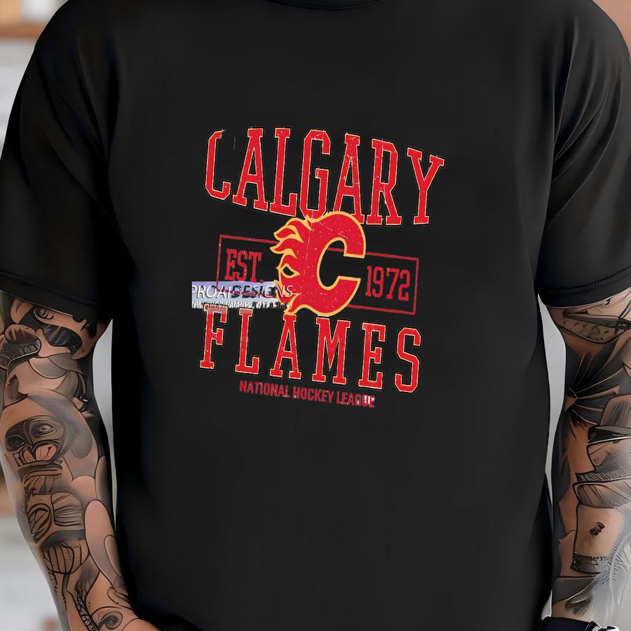® Calgary Flames Hockey Hoodie, Custom Vintage Graphic Tee, Calgary Hockey Gift For Fan T-shirt
