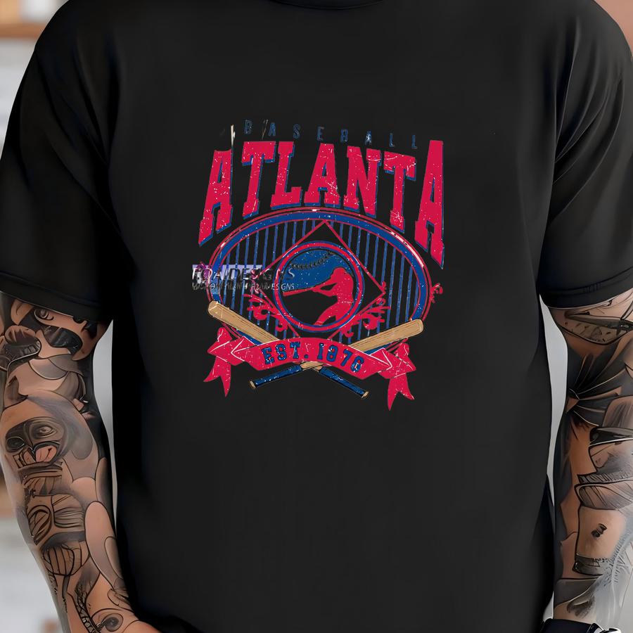 Atlanta Baseball Hoodie, Vintage Baseball Shirt, Sports Fan Gift, Retro Tee For Men Women T-shirt