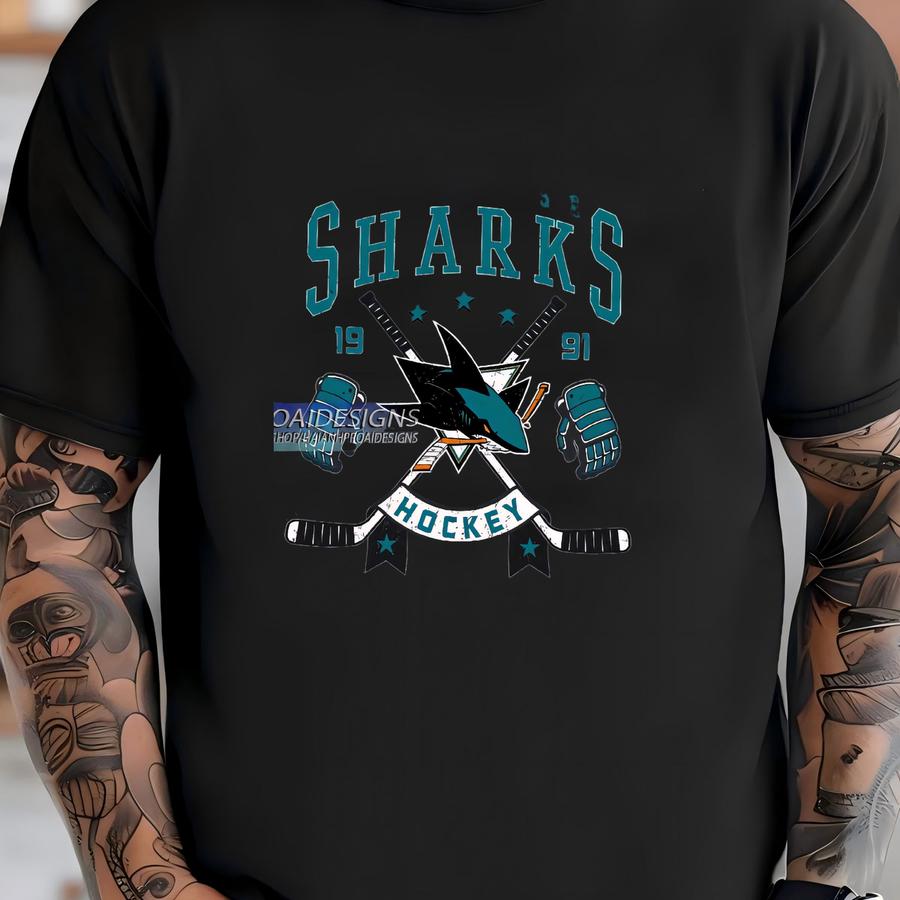 San Jose Sharks Hockey Hoodie, Unisex Tee Shirt For Sports Fans, Graphic Sports Tee, Sharks Team Shirt, Hockey Fan T-shirt