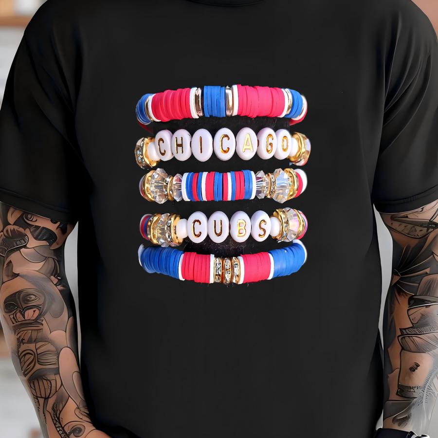 Chicago Cubs Heishi Bracelet Stack: Mlb Gameday Jewelry T-shirt