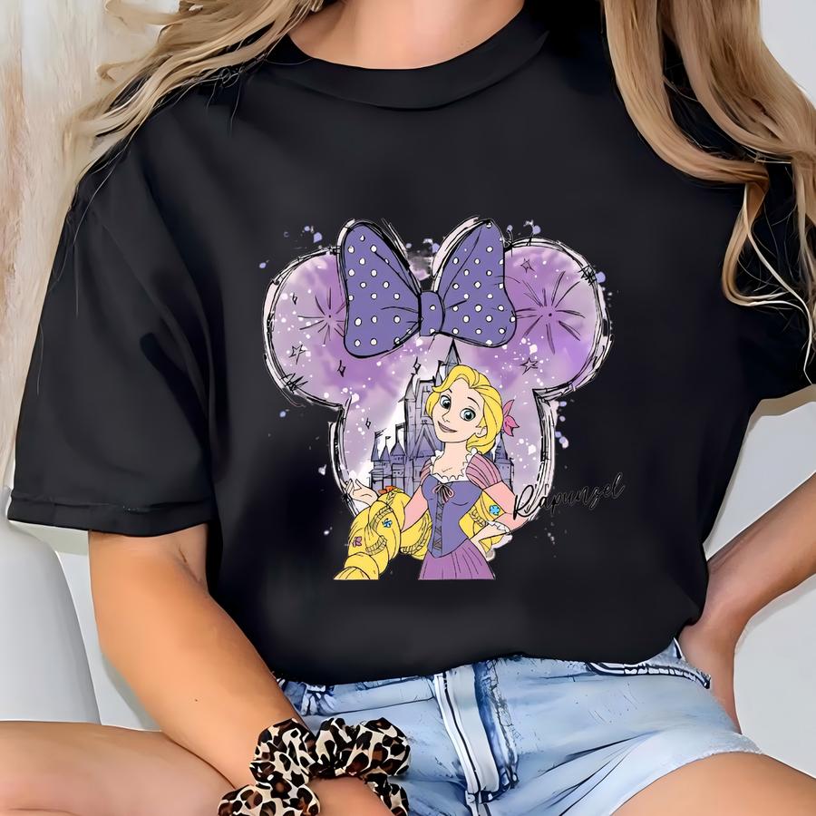 Rapunzel Tee, Watercolor Castle, Princess Rapunzel, Mouse Head Themed, Girl Trip, Princess Rapunzel Shirt T-shirt