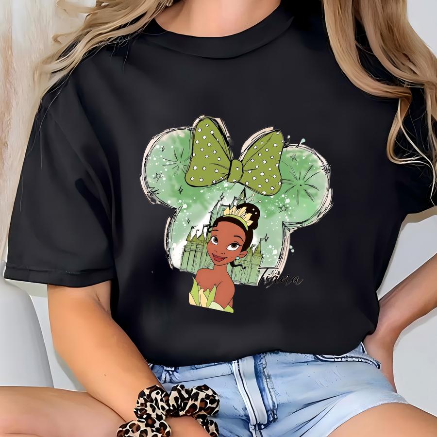 Princess Tiana Castle Shirt, Character Shirt, Princess Girl Shirt, Ears Tee, Watercolor Princess, Tiana Princess Shirt T-shirt