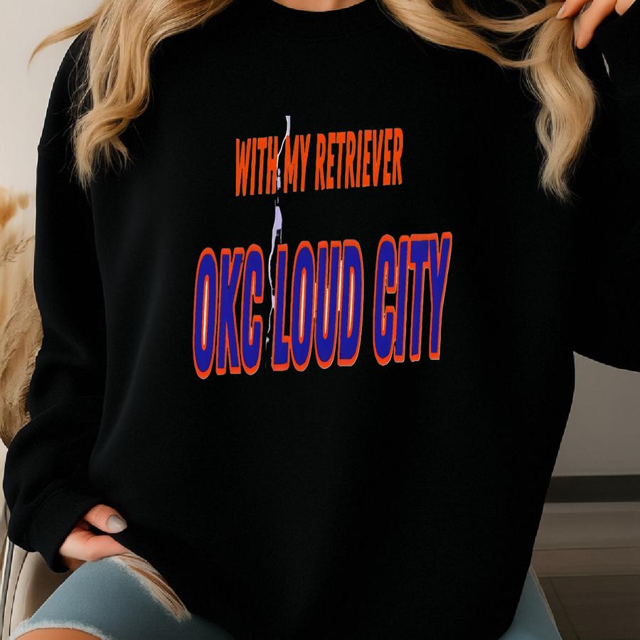 Okc Thunder T-shirt Gift For Thunder Okc Fan Gift Okc Thunder Shirt For Mom Or Dad Thunder Golden Retriever Design Gift For Dog Lovers Sweatshirt