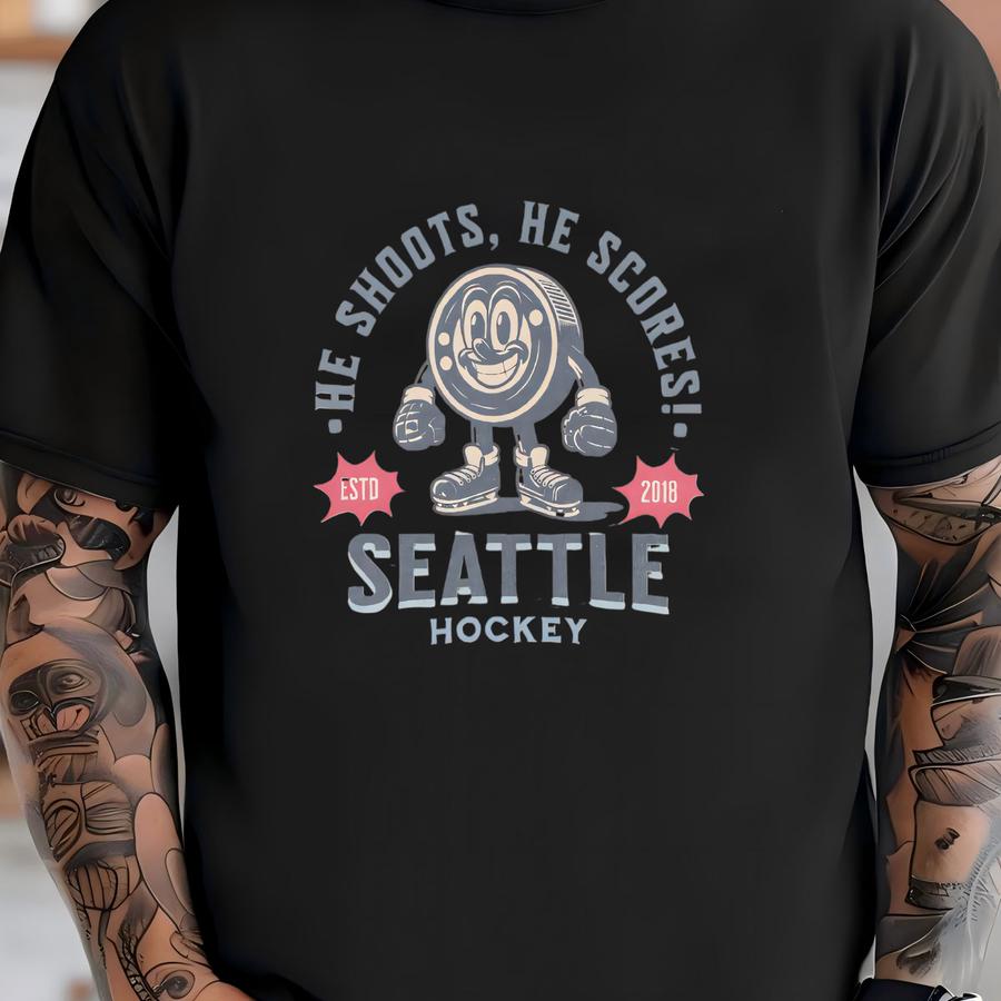 Retro Seattle Hockey Sweatshirt, Vintage 70s Mascot Crewneck, Sports Sweater, Hockey Fan Gift, Hockey Lover Apparel, 80s Kraken Merch T-shirt