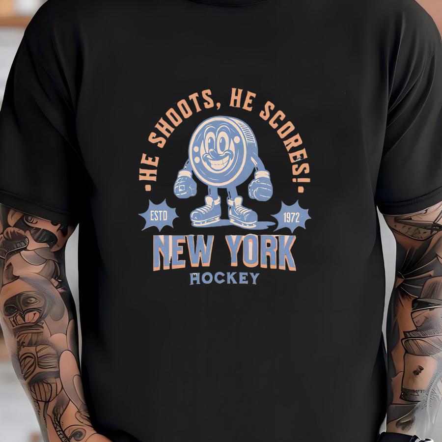 Retro New York 2 Hockey Sweatshirt, Vintage 70s Mascot Crewneck, Sports Sweater, Hockey Fan Gift, Hockey Lover Apparel, 80s Islander Merch T-shirt