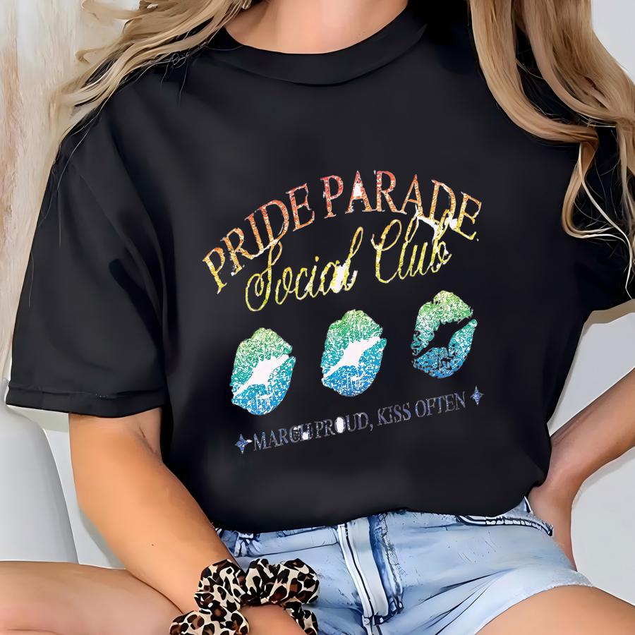 Pride Month Shirt, Pride Parade Social Club Shirt, Faux Glitter Pride Tee, Lgbtq Shirt, Gay Pride Shirt, Equality Shirt T-shirt