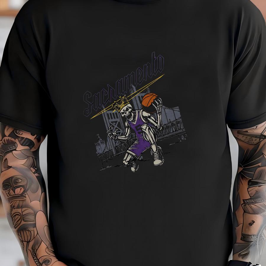 Sacramento Basketball Skeleton Graphic Tee - Vintage Kings Shirt T-shirt
