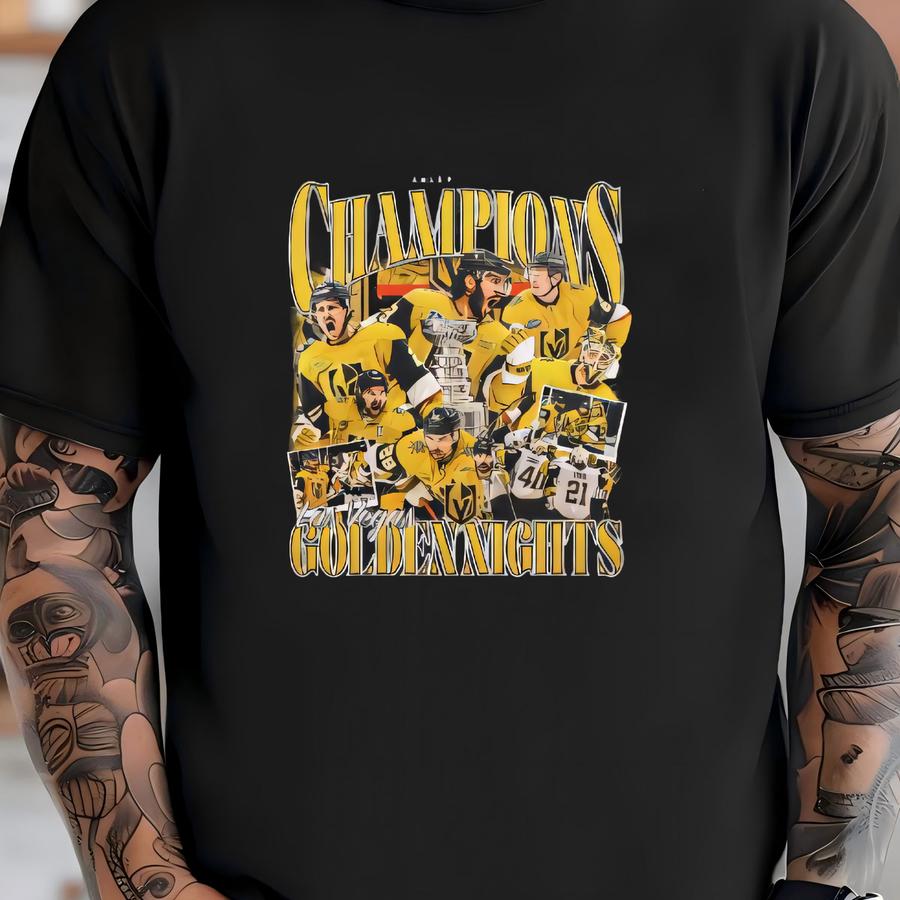 Double Sided Vintage 90s Golden Knights Champions Shirt Homage Retro Classic Graphic Tee Bootleg Bestseller Unisex Sport Sweatshirt Gift T-shirt