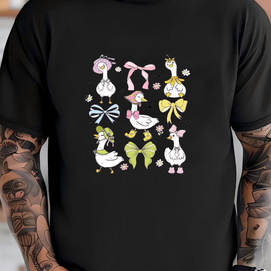 Coquette Goose Shirt, Girly Goose Tee, Goose Sweatshirt, Silly Goose Tee, Funny Goose Shirt, Gift For Women, Duck Lover Gift, Goose Bow Tee T-shirt