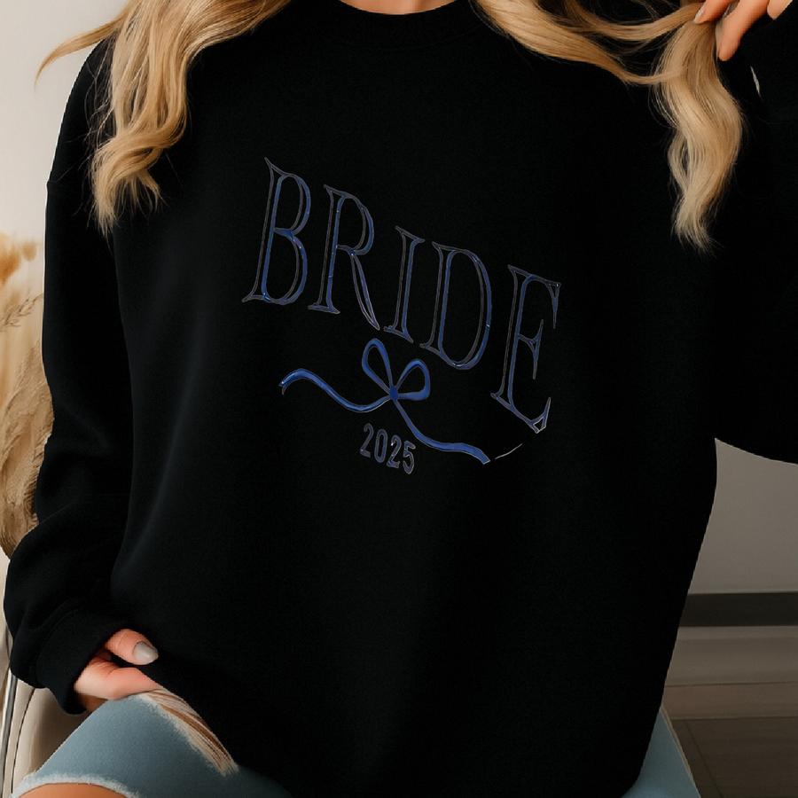 Bride/bride Tride Sweatshirt With Bow, Mrs Sweatshirt, Bridal Shower Favors, Bachelorette Party Gift, Wedding Favors Sweatshirt