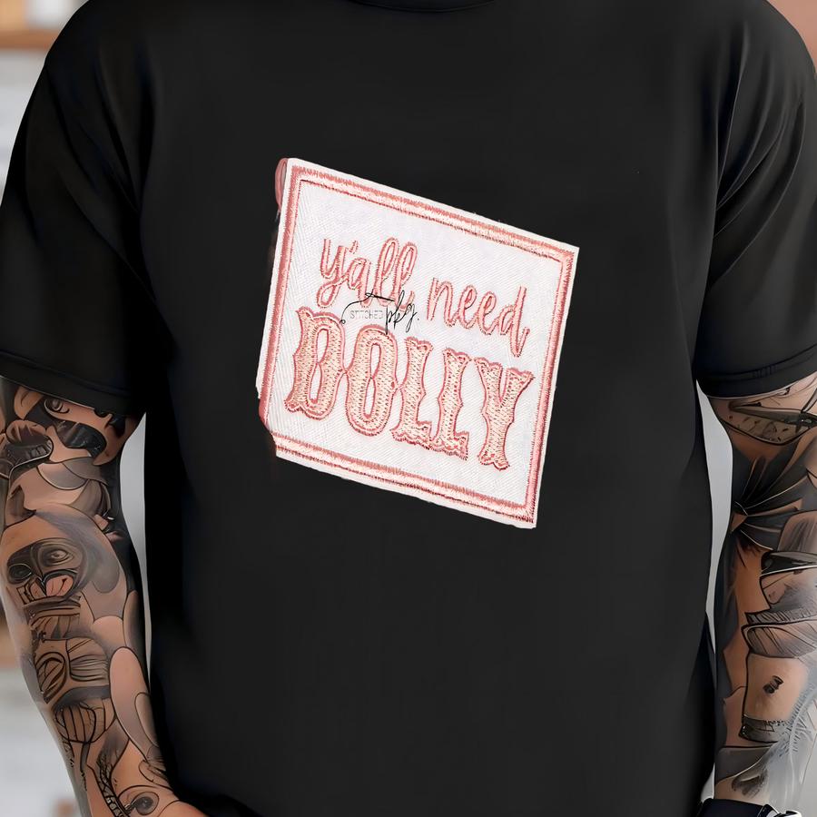 Y'all Need Dolly Patch - Iron On Applique - White Pink Square - Trucker Hat Bar - Jean Denim Jacket - Patch - Country Music T-shirt