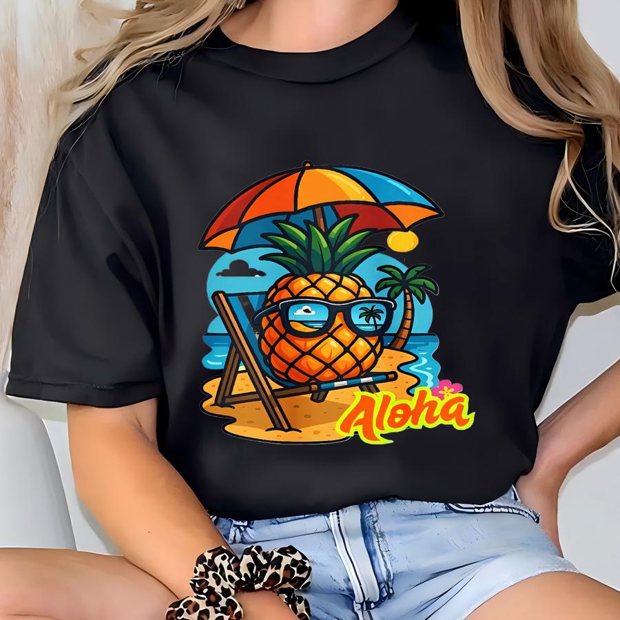 Aloha Pineapple Hoodie: Funny Beach Vacation Tee T-shirt