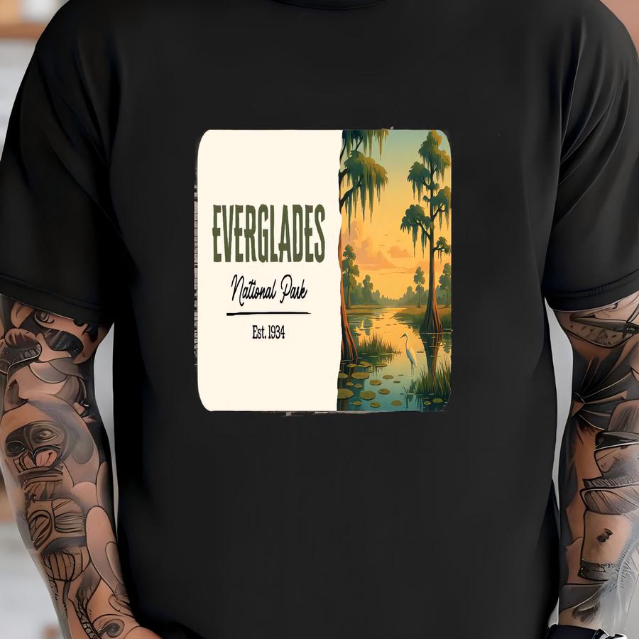 Everglades National Park Sticker Modern Flat Poster Style Design National Park Vinyl Decal For Water Bottles, Laptops Florida Gift T-shirt