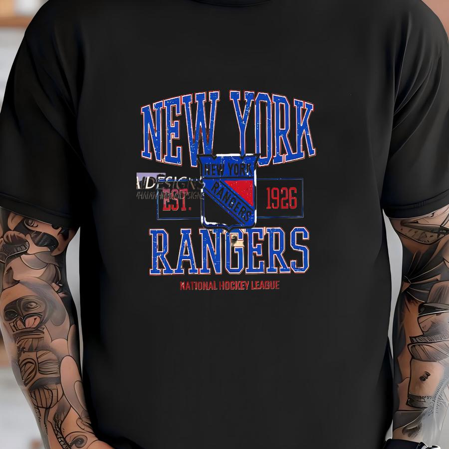 ® New York Rangers Hoodie | Custom Name And Number Tee | Vintage Hockey Fan Gift | Personalized Game Day Shirt T-shirt