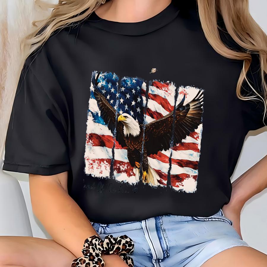 American Flag Eagle Hoodie, Land Of The Free Shirt, Memorial Day Gifts, Independence Day Tee, Usa 4th Of July Outfits T-shirt