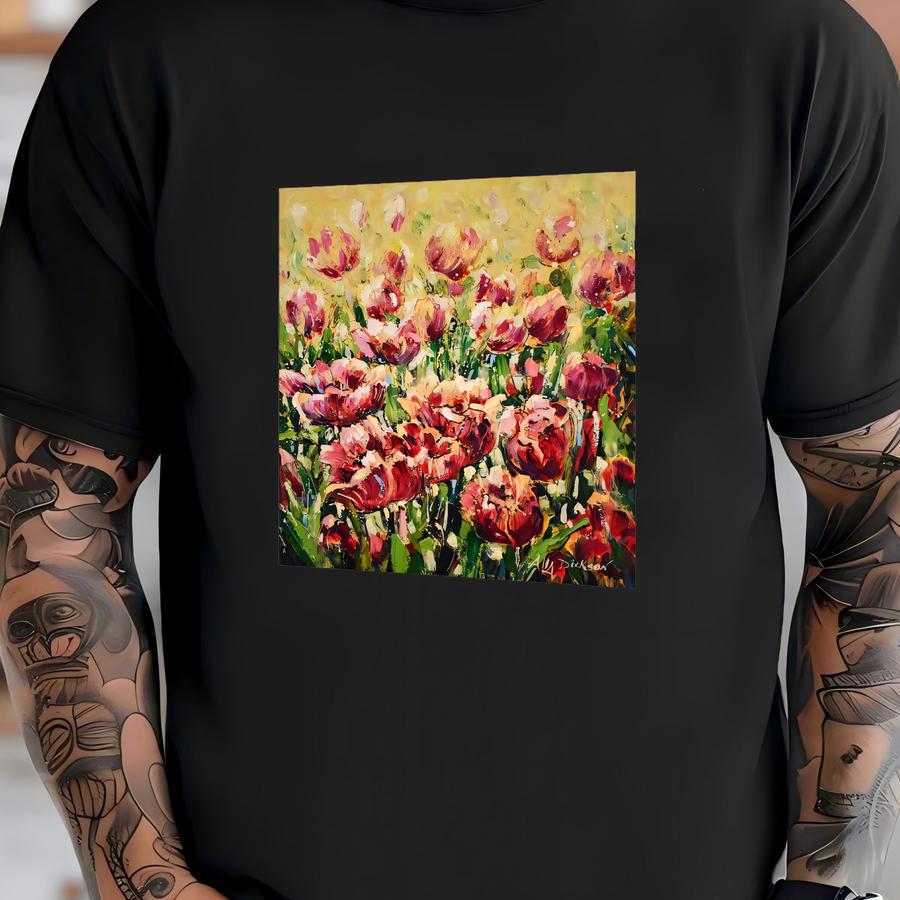 Tulip Original Painting Spring Flowers Art Red Flower Painting Tulip Wall Art Spring Painting Tulip Field Art Floral Oil Painting Vibrant T-shirt