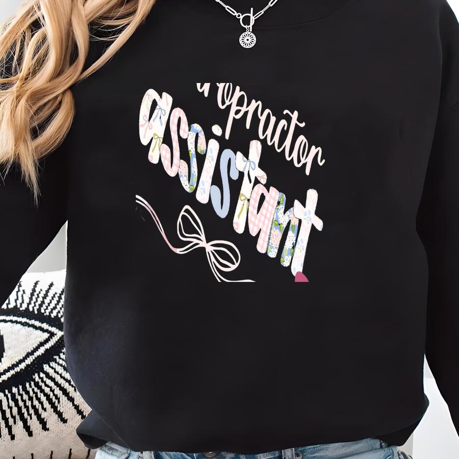 Chiropractor Assistant Occupational Grand Millennial Cottage Core Png Digital Design Sublimate Floral Minimalist Design Bow Hydrangea Sweatshirt