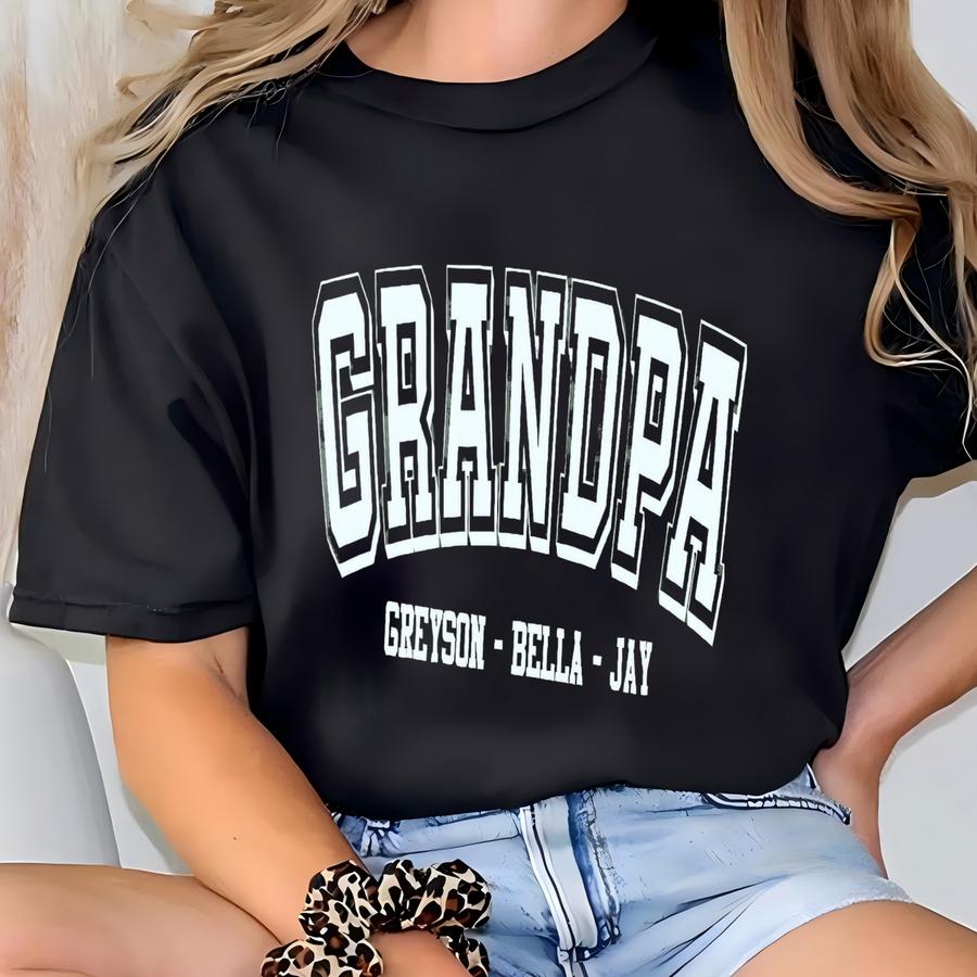 Grandpa Hoodie With Grandkids Names, Personalized Grandpa Tee, Custom Grandpa Hoodie, Father's Day T-shirt