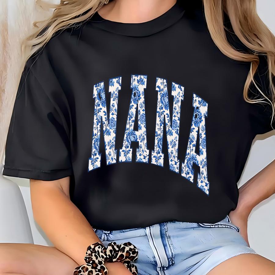 Toile Nana Shirt, Nana Tshirt, New Nana Crewneck, Floral Mother Day Gift, Pregnancy Announcement, New Nana Grandmother Tee T-shirt