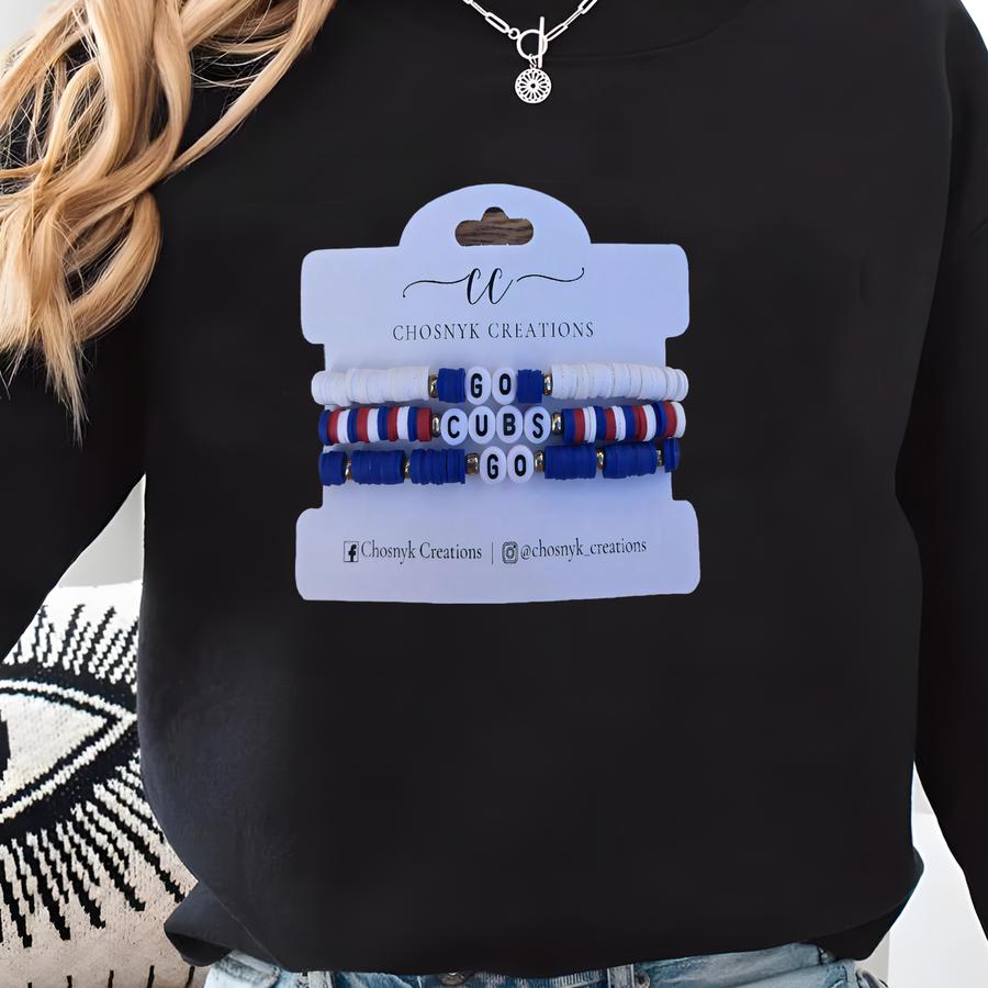 Go Cubs Go Bracelets - Set Of 3 Sweatshirt Go Cubs Go Bracelets - Set Of 3 Sweatshirt
