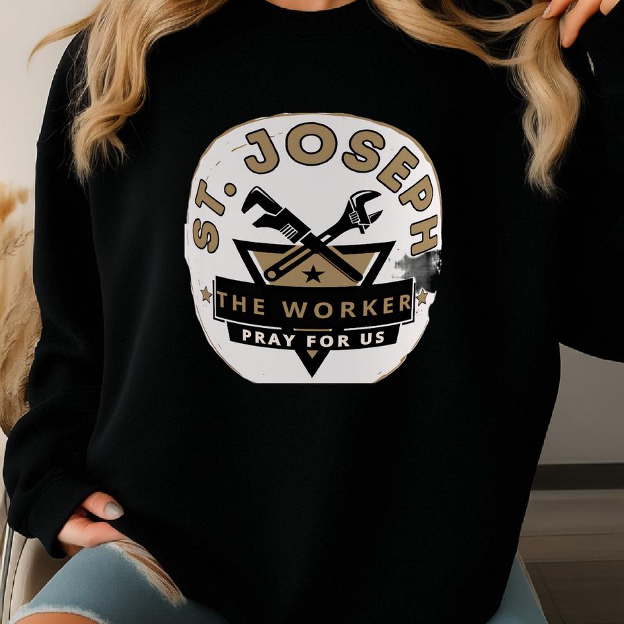 St. Joseph The Worker Coffee Mug: Catholic Men's Gift Sweatshirt St. Joseph The Worker Coffee Mug: Catholic Men's Gift Sweatshirt