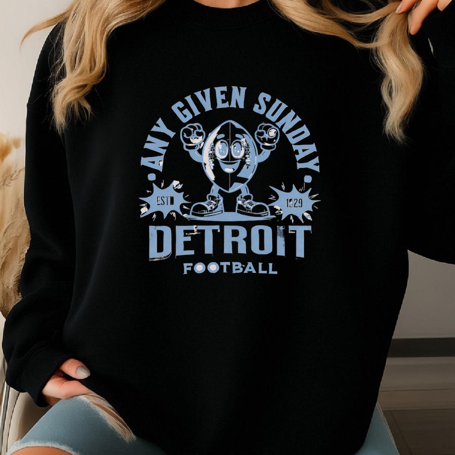 Retro Detroit Football Sweatshirt, Vintage 70s Mascot, American Sweater, Football Fan Gift, Football Apparel, 80s Lion Merch Sweatshirt
