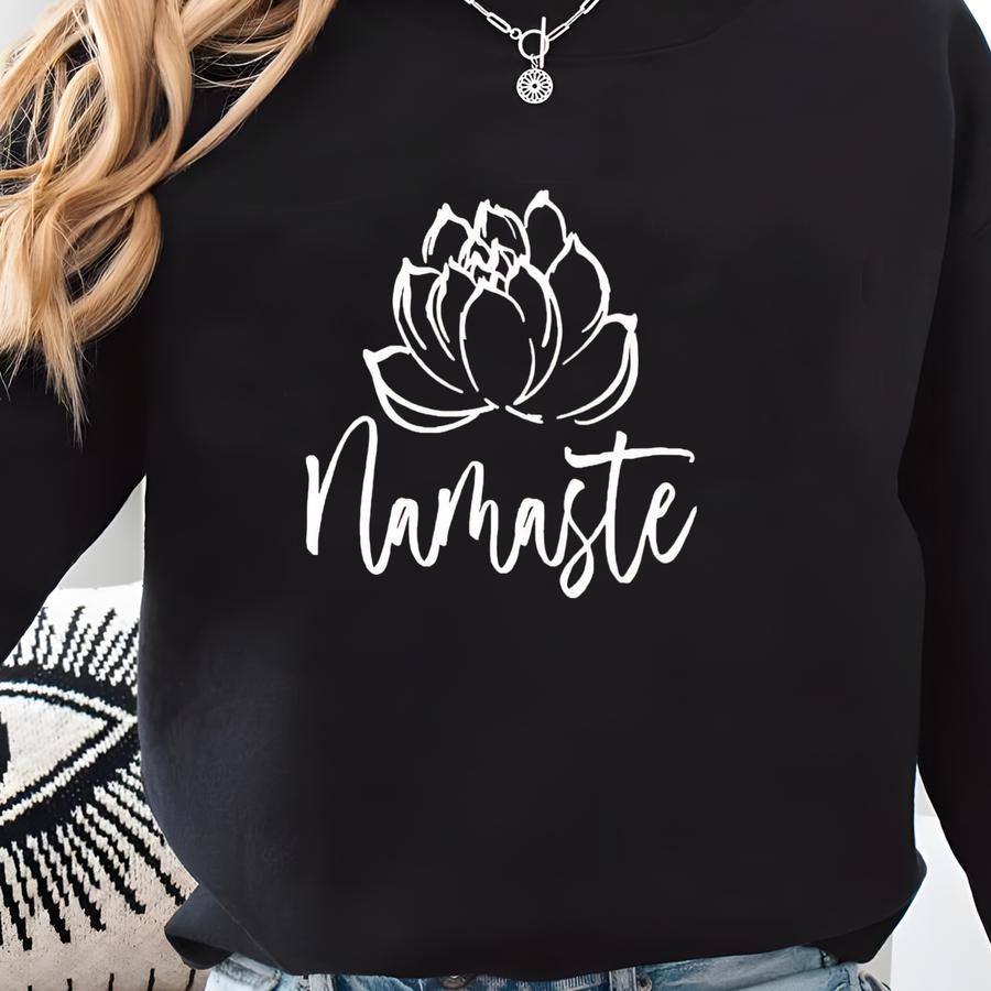 Namaste Lotus Flower Sweatshirt – Mindful Yoga Crewneck, Spiritual Gift, Meditation Pullover, Boho Zen Vibes, Relaxed Fit Unisex Sweatshirt