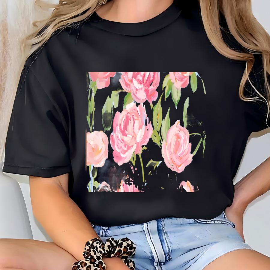 Peony Frame Tv Art: Pastel Floral Oil Painting (digital Download) T-shirt