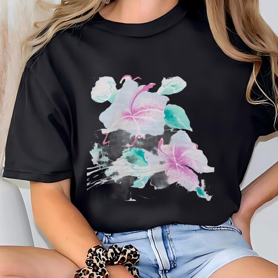 Vintage Crazy Shirt Hawaii Sweatshirt: Hibiscus Floral Print Pullover T-shirt
