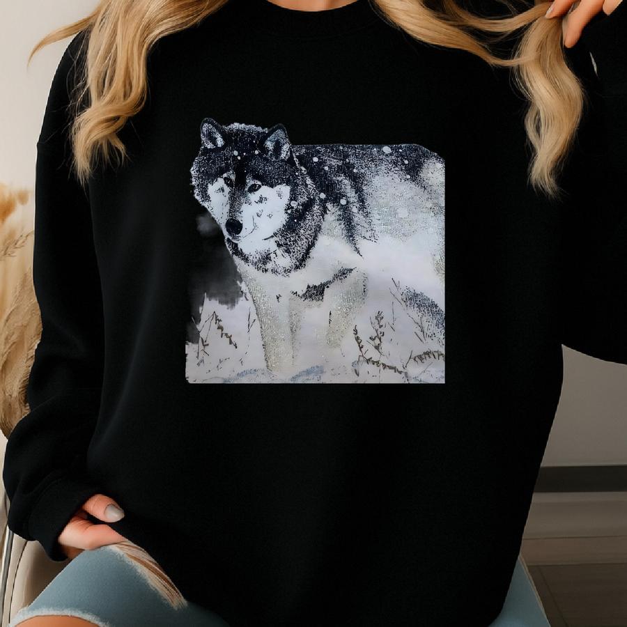 Vintage 1990s Cabela’s Wrap Around Winter Wolf Sweatshirt Szl/xl Made In The Usa Sweatshirt