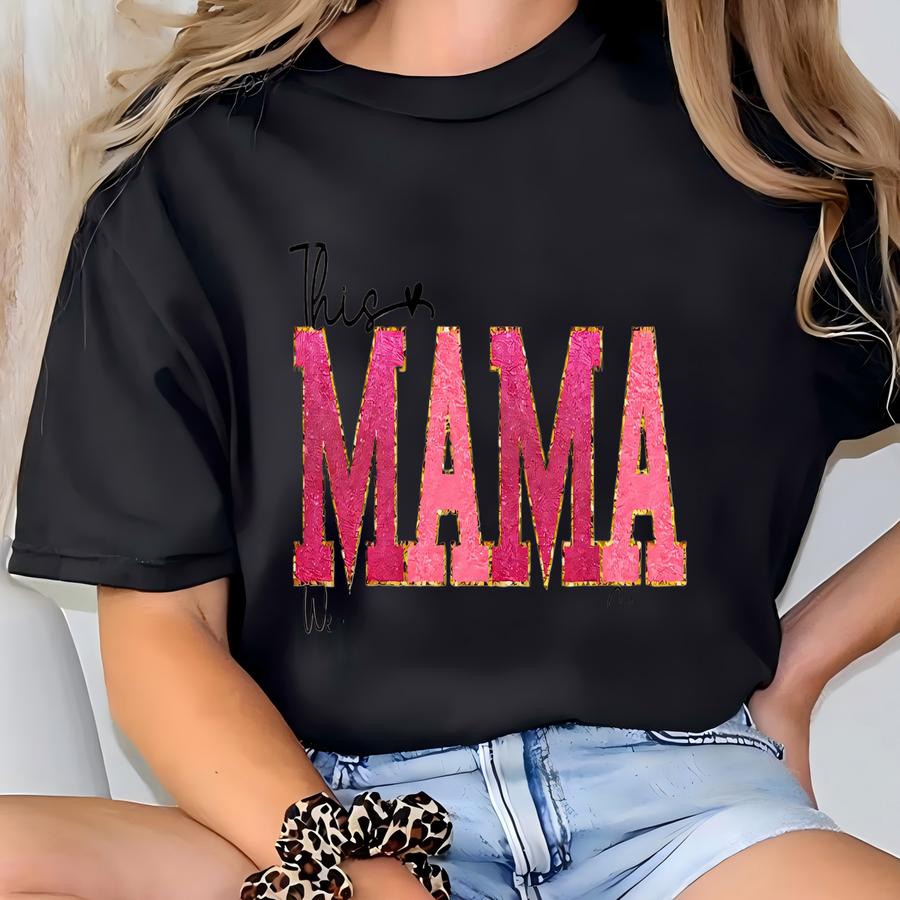 This Mama Wears Her Heart Custom Sweatshirt Hoodie, Personalized Mama Gift, Mother's Day Pullover, Customizable Mom Apparel T-shirt