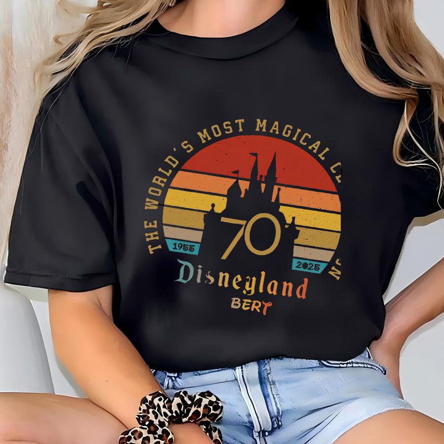 Personalized Land 70th Anniversary Tee, 2025 Castle, Custom Name Canvas, Family Vacation, Magical Celebration Gift T-shirt